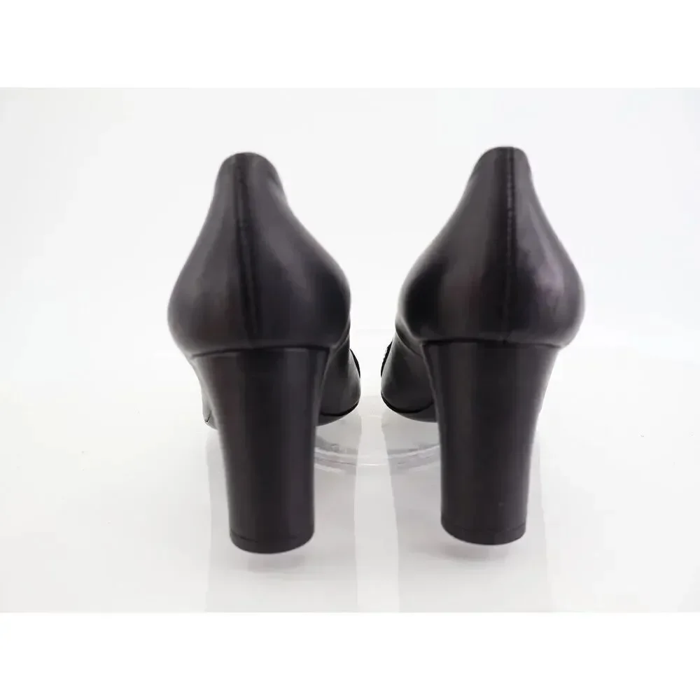 Agl Irina Cap Toe Pump Size 39.5 9.5 Black Leather Cap Toe Heel Shoes Career